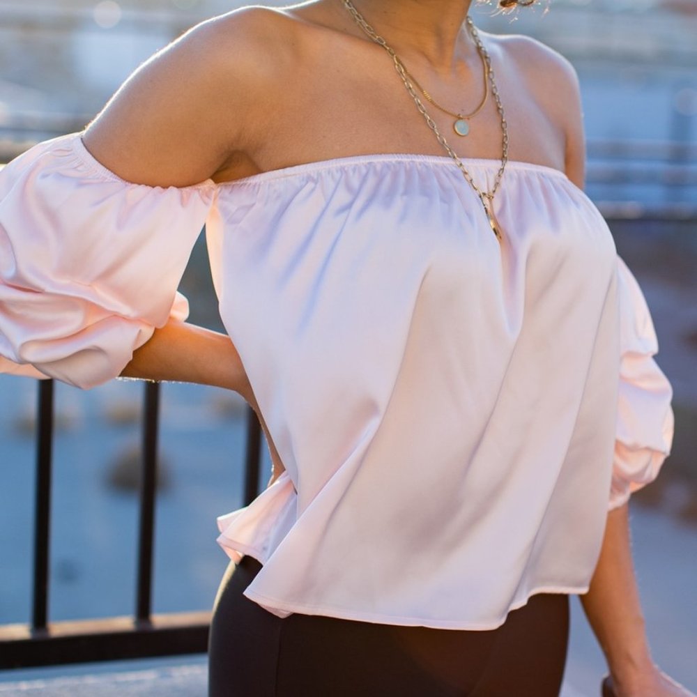 Rosé Babe Satin Pink Top - Picture 7 of 11